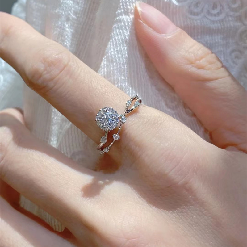 Chen Diamond Ring Special-interest Design Fully-inlaid Female Accessories