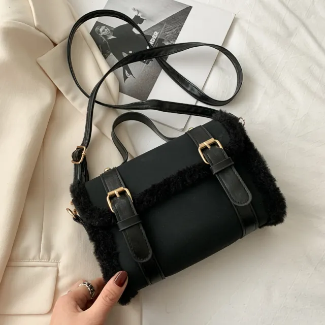 Plush Women's Crossbody Handbag Fashion Black - Shop at LoveMi