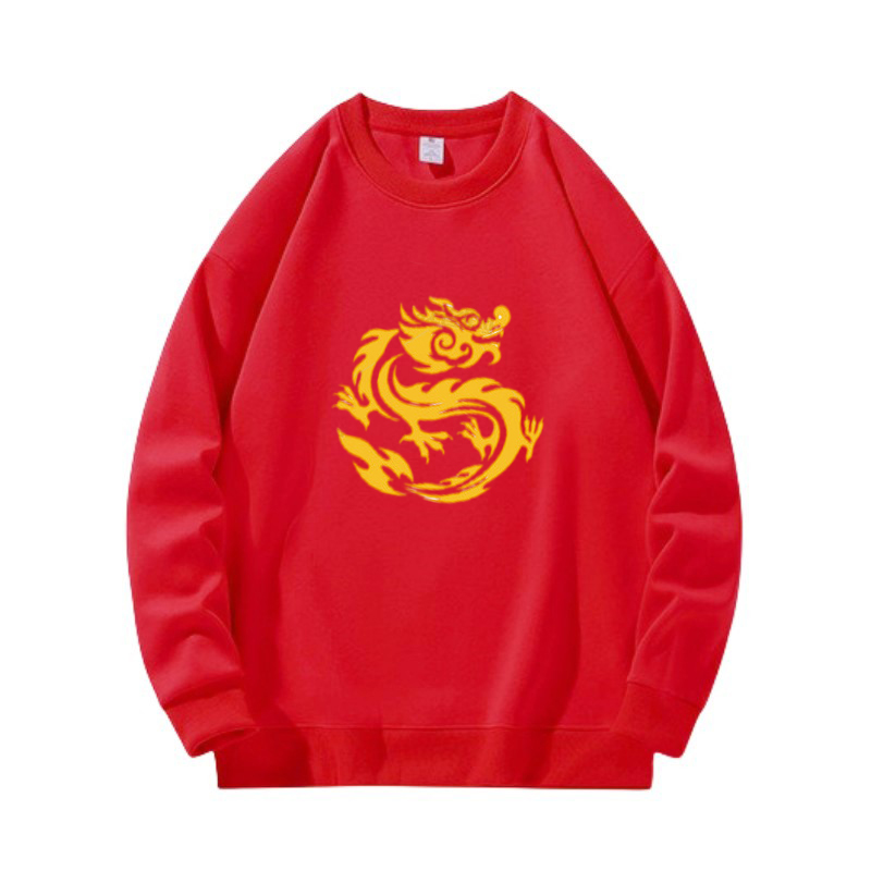 Autumn And Winter Thickened Dragon Year New Family Welfare Round Neck Sweater