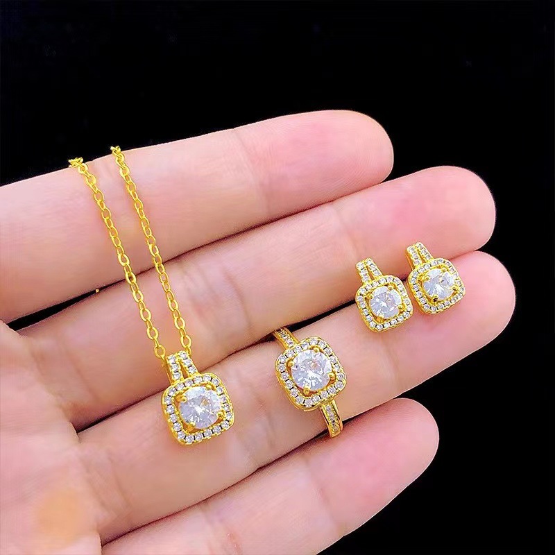 Zircon Jewelry Set with Matching Earrings and Ring.