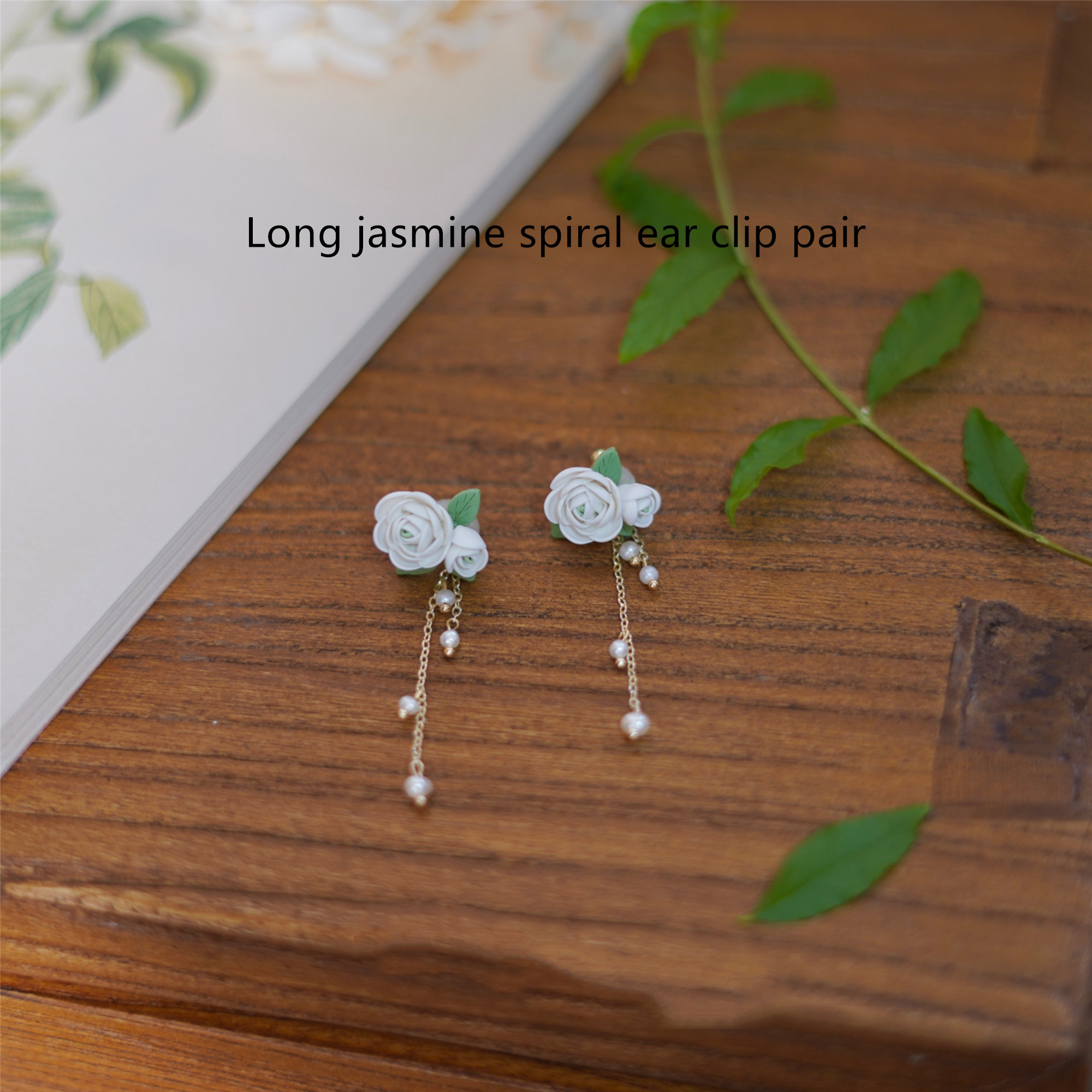 Pair of long spiral ear clips