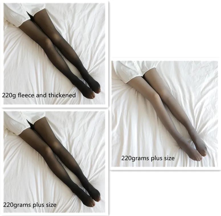 Fake Translucent Plus Size Leggings Fleece Lined Tights Fall And Winter Warm Fleece Pantyhose Women Fleece Lined Pantyhose Thermal Winter Tights - ...