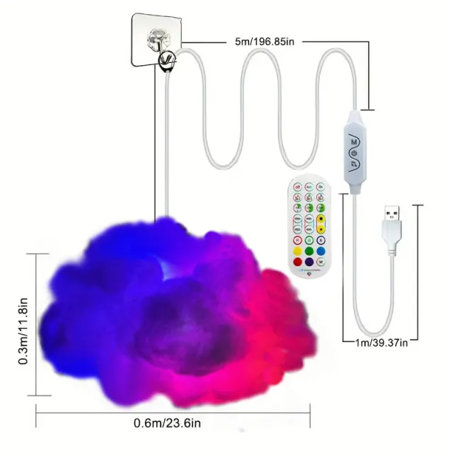 LED Cloud Lights Remote Control APP Bar Bedroom Ambience Light Colorful - Shop at LoveMi
