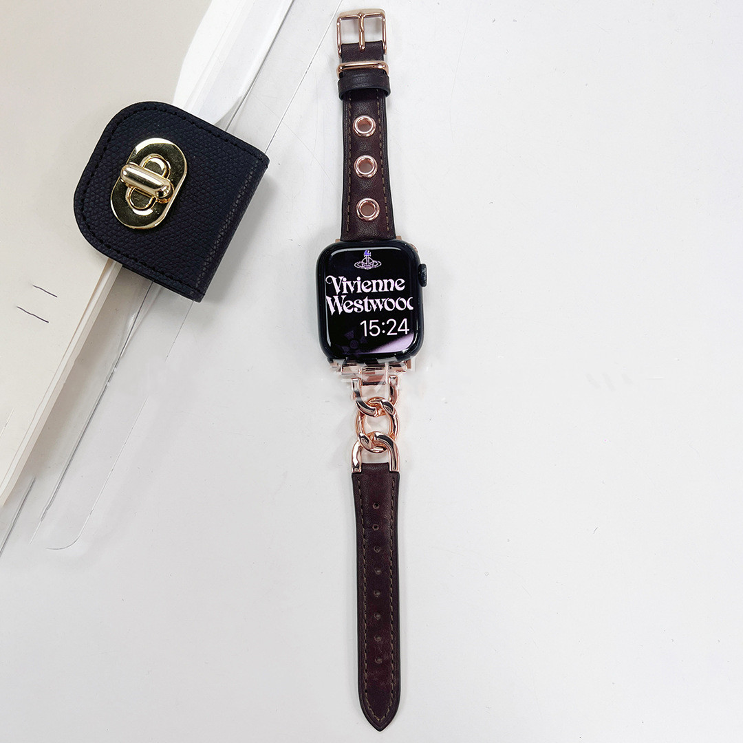 Rose gold buckle dark brown