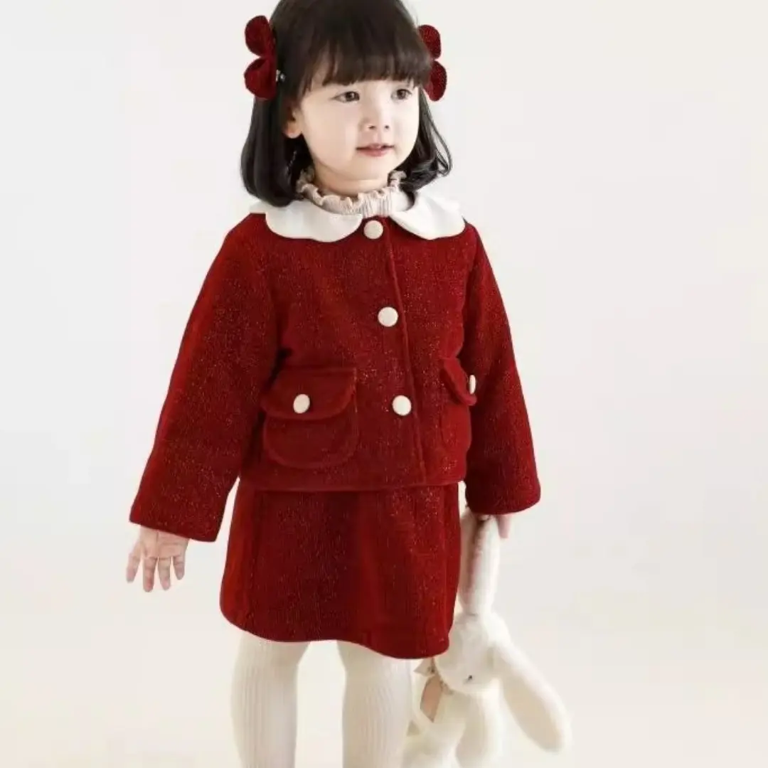 New Year Girl's Bright Silk Bow Fleece-lined