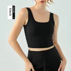 Yoga Vest Women's Water Drop Semi-fixed Cup Nude Cross Beauty Back Sports Bra - Black - View 1