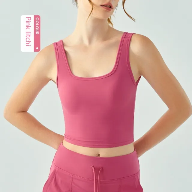 Yoga Vest Women's Water Drop Semi fixed Cup Nude Cross Beauty Back Sports Bra Pink Lychee - Shop at LoveMi