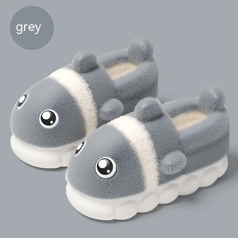 Men's Fashion Non-slip Home Warm Velvet Cotton Slippers - Gray