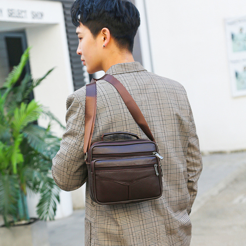 Men’s Crossbody Shoulder Leather Casual Backpack