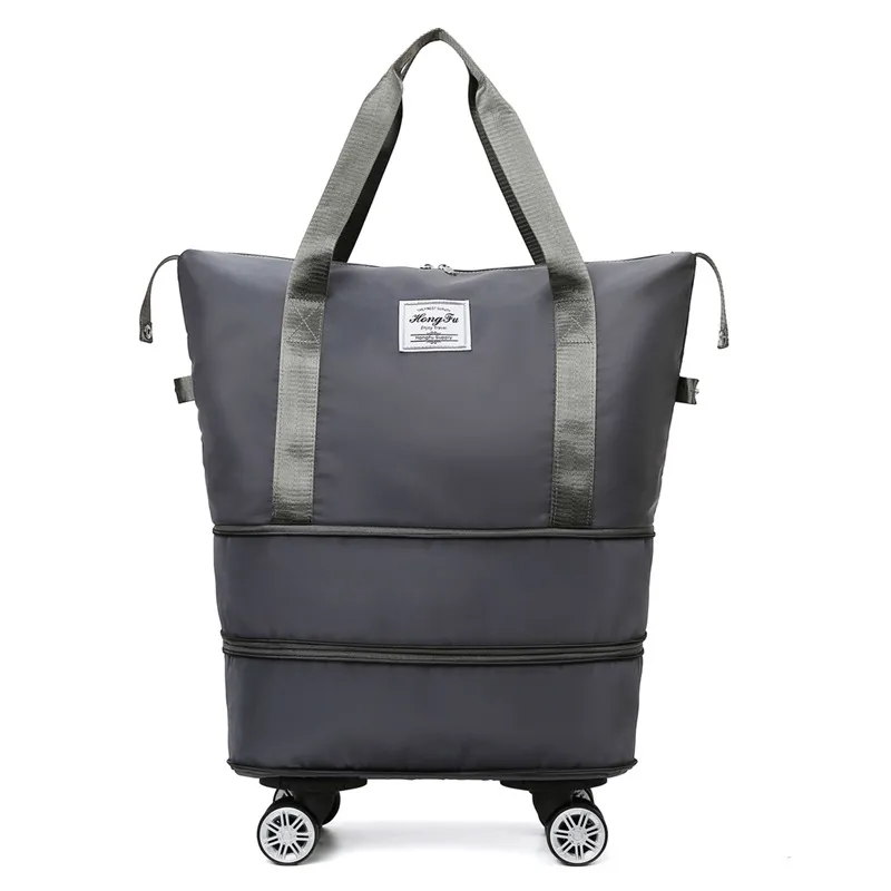 New Universal Wheel Travel Bag With Double-layer Dry And Wet Separation Fitness Yoga Shoulser Bags Sports Fitness Large Capacity Handbag Women - Grey