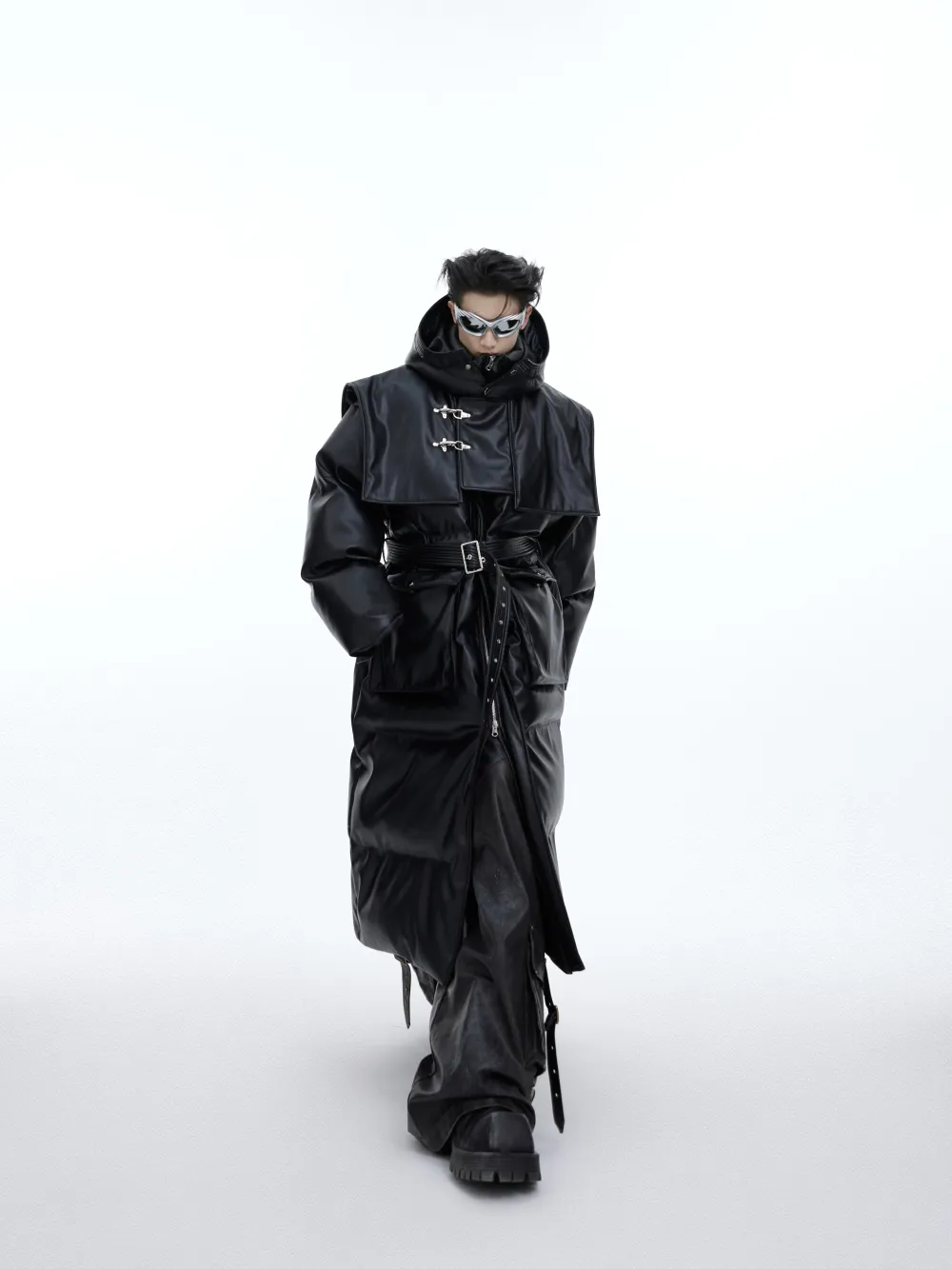 Hooded Shawl Thickened Leather Cotton Jacket