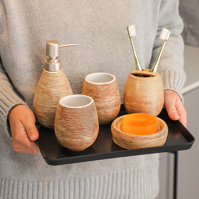 Household Retro Brushed Toiletries Ceramic Five-piece Set - Image 6