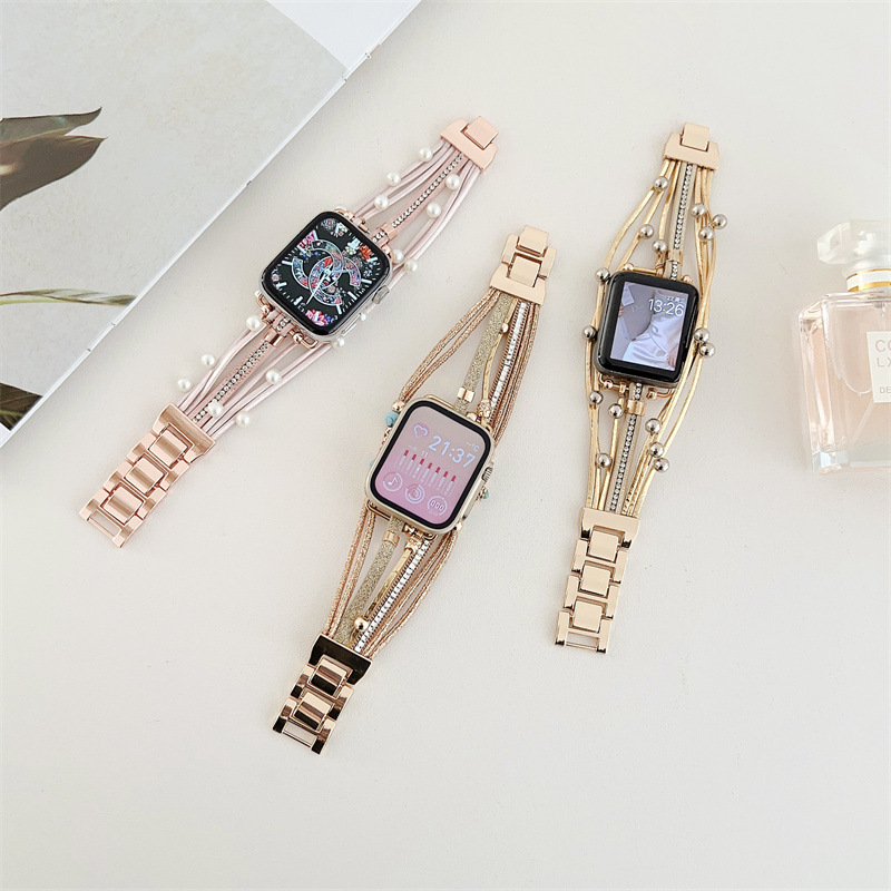Fashion Beads Metal Watch Strap