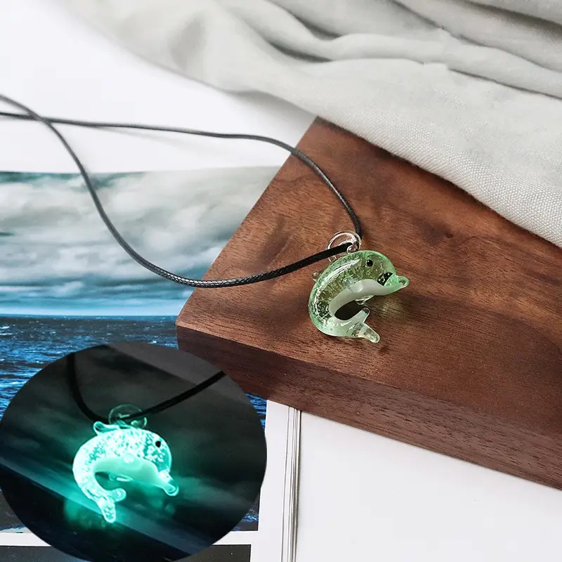 Dolphin Glow Glass Necklace Versatile Creative Collar Neckchain