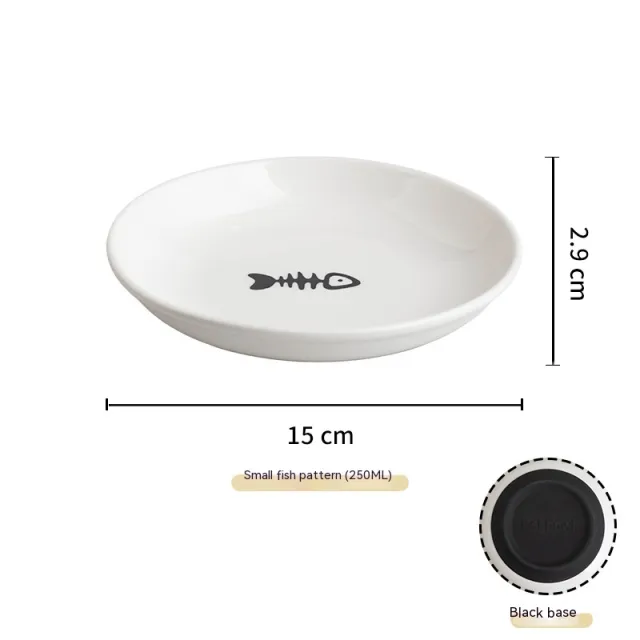 Silicone Non slip Ceramic Cat Plate Pet Fishbone Plate Black Silicone - Shop at LoveMi