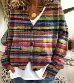 Christmas Abstract Printing Casual Cloak Coat Cardigan Sweater - Qw1N231411Q - View 1