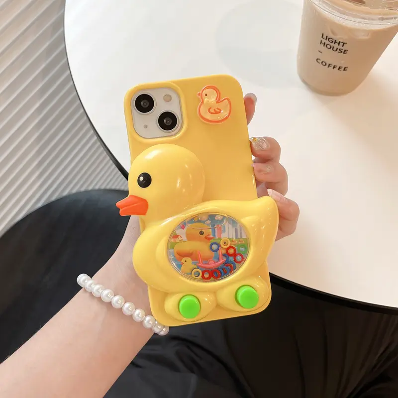 Three-dimensional Decompression Of Quicksand And Yellow Duck  Silicone Creative Anti Drop Soft Shell