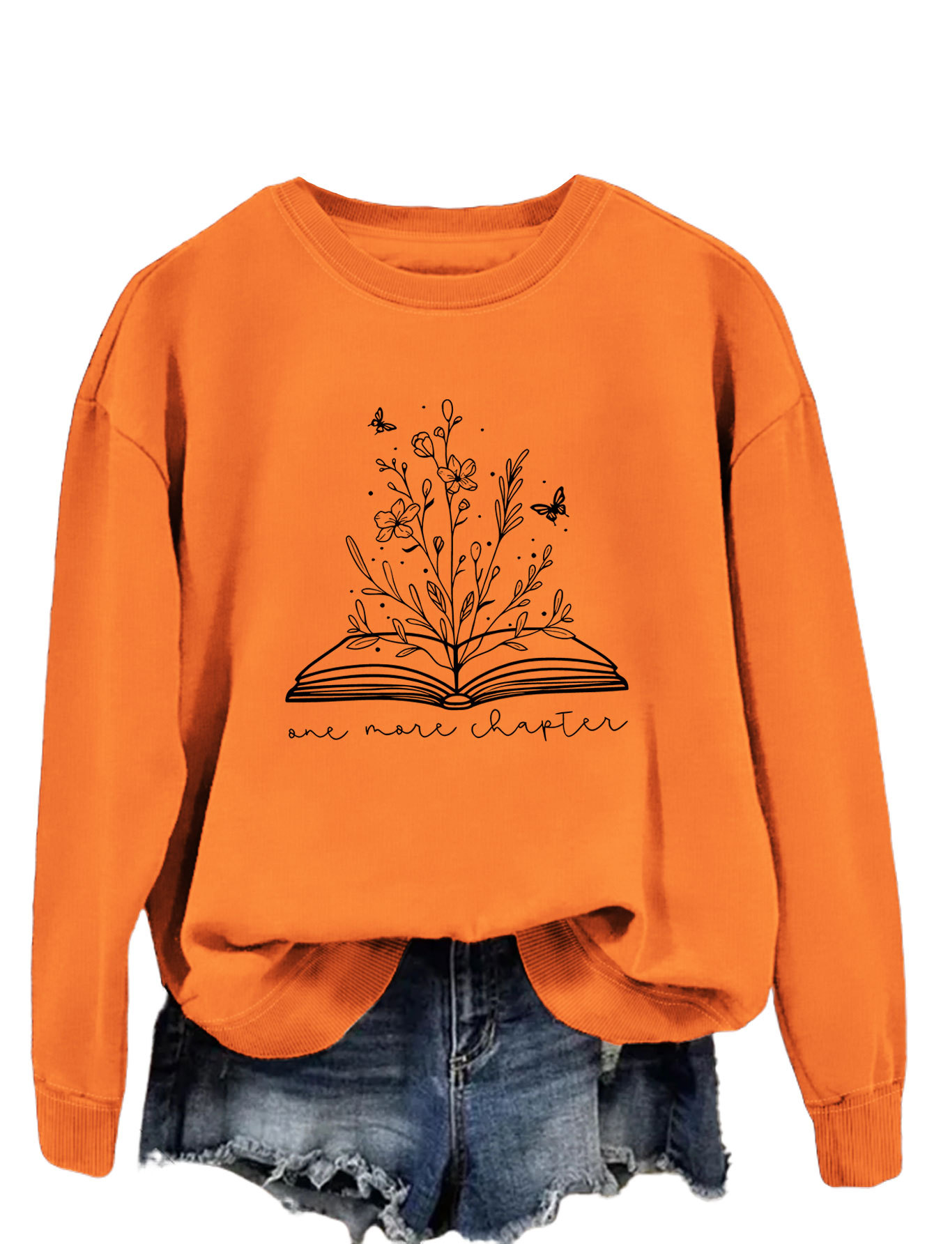 Book Plant Pattern Women's Autumn And Winter Long Sleeve Casual Round Neck Sweater