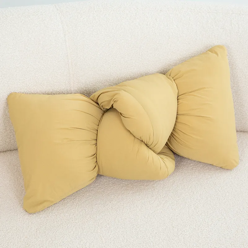 Inn Bedroom Bedside Living Room Knotted Shaped Pillows - Lemon Yellow