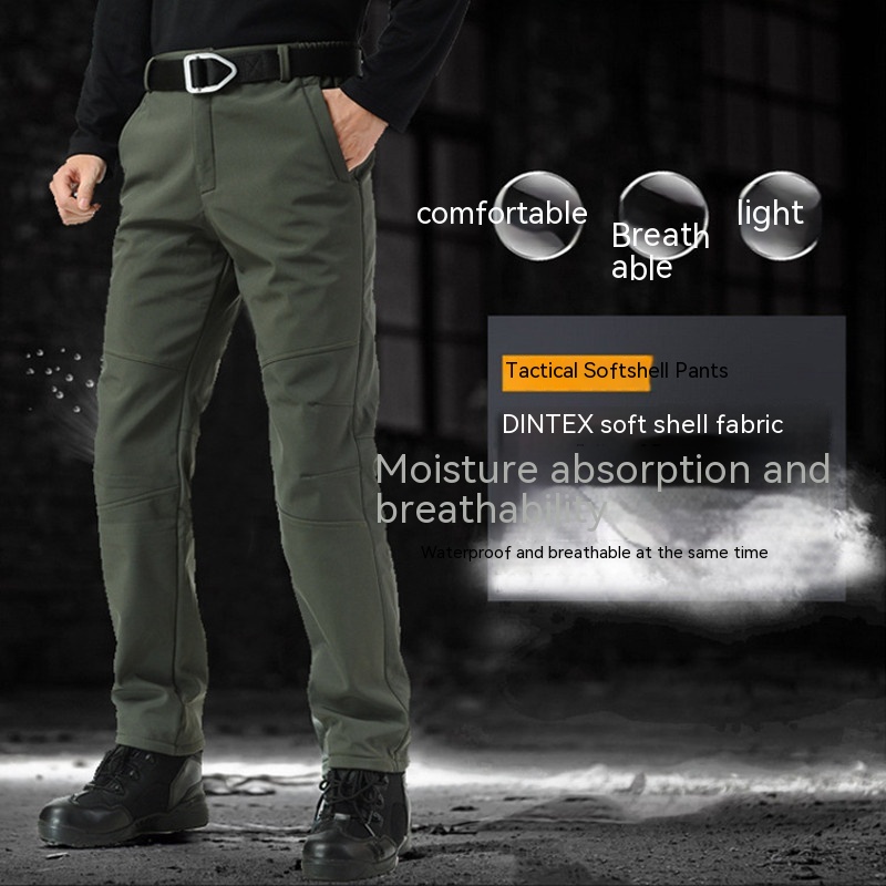 Outdoor Soft Shell Loose Plus Size Fleece-lined Mountaineering Training Pants - Image 2