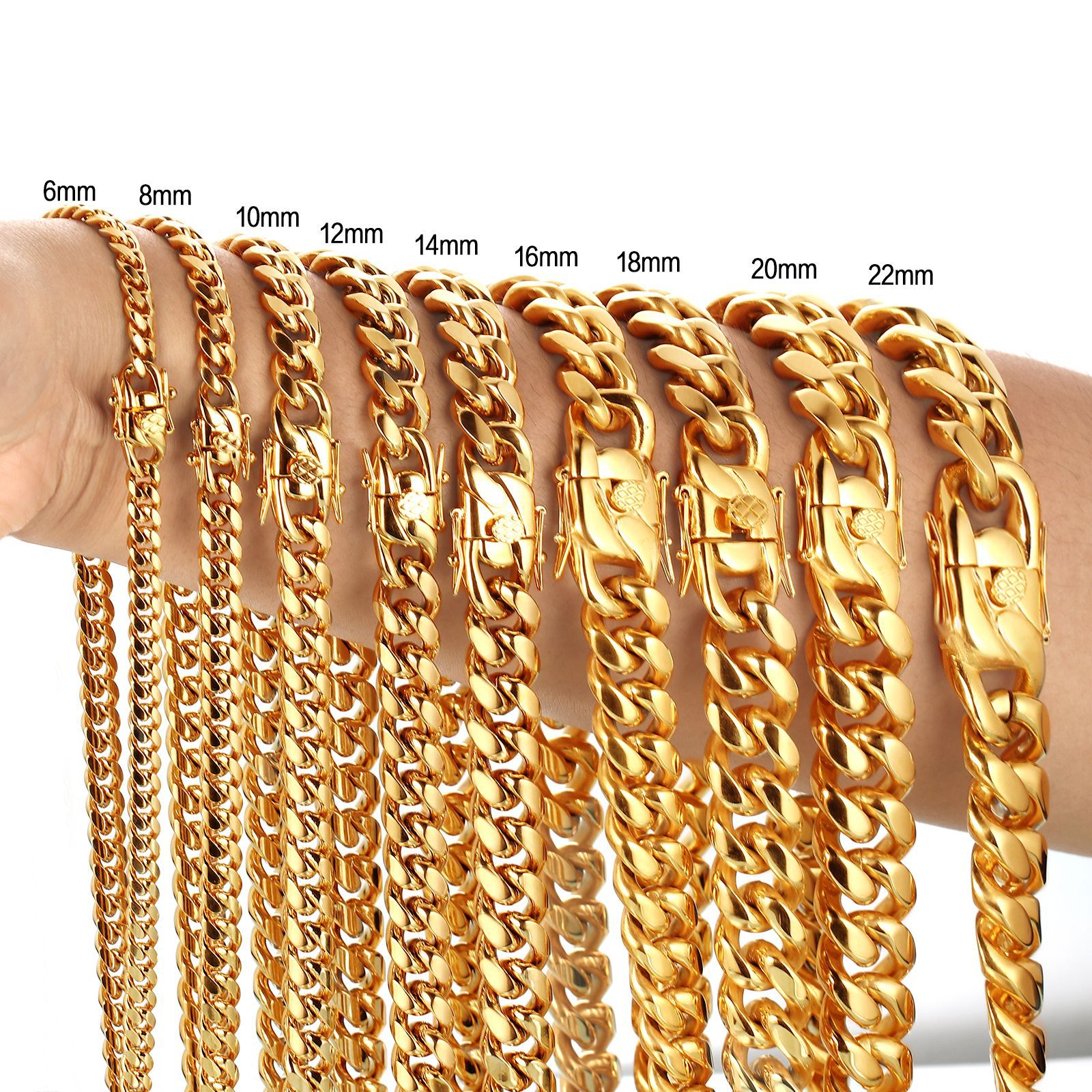 Gold Cuban Link Chain Dragon Head Buckle Necklace