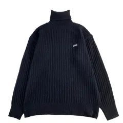 Retro Caramel Colored Turtleneck Sweater For Men And Women - Black - View 1