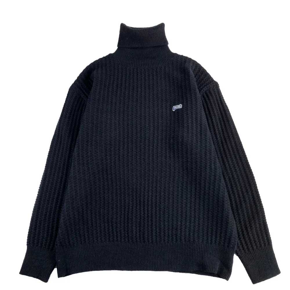 Retro Caramel Colored Turtleneck Sweater For Men And Women - Black