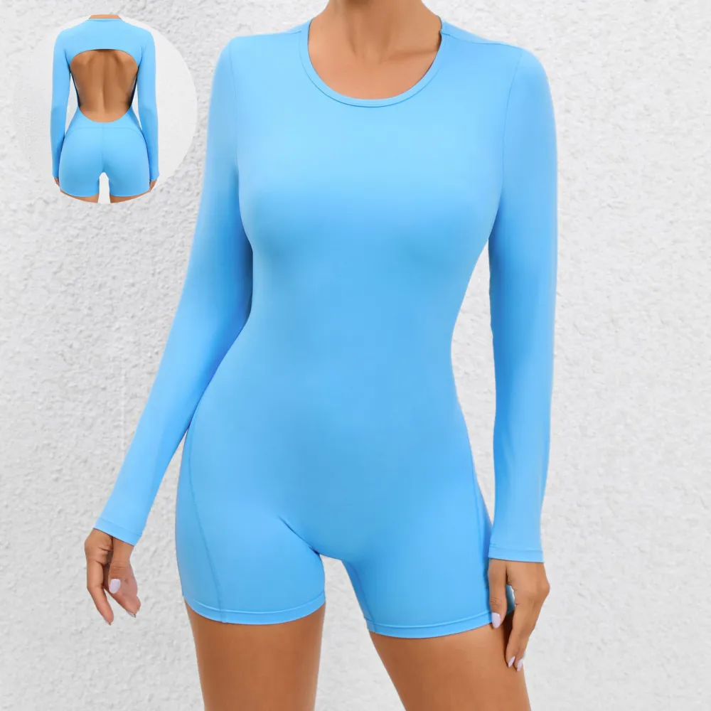 Long Sleeve Yoga Pants Sexy Backless Tight Jumpsuit Women