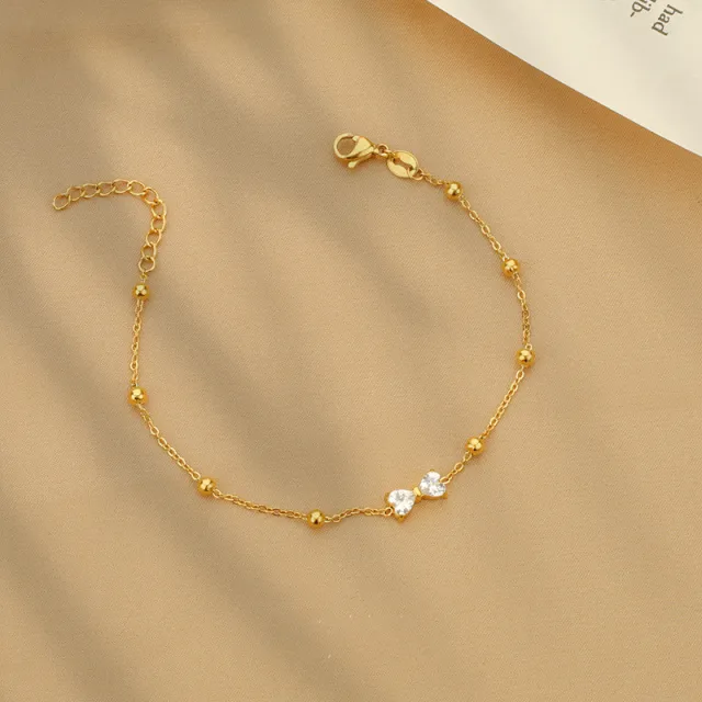 Fashion Design Bow Zircon Bracelet High grade Light Luxury Titanium Steel Women's Gold - Shop at LoveMi