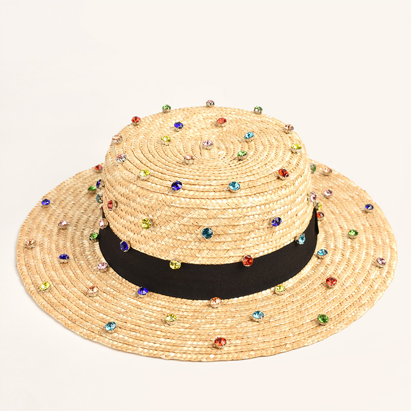 Diamond Water Diamond Inlaid Straw Woven Hat