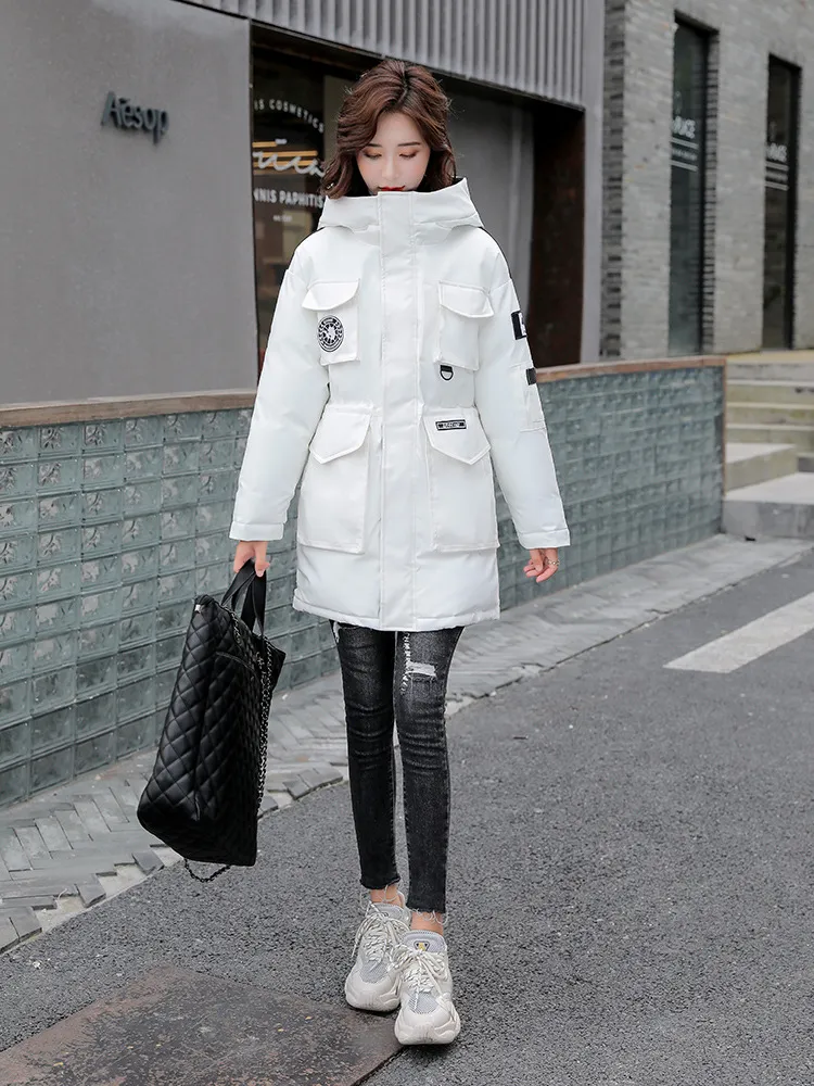 Girls' Korean-style Loose Down Cotton-padded Jacket - White