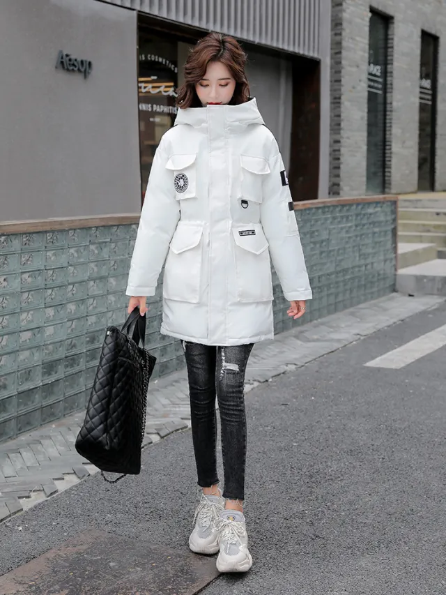 Girls' Korean style Loose Down Cotton padded Jacket White - Shop at LoveMi