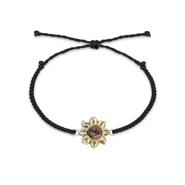 Customized Color Photo Weaving Couple Sunflower Projection Bracelet Black - Shop at LoveMi