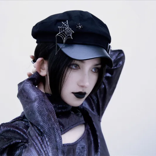 Handmade Spider Chain Warm Wool Newspaper Hat Black - Shop at LoveMi