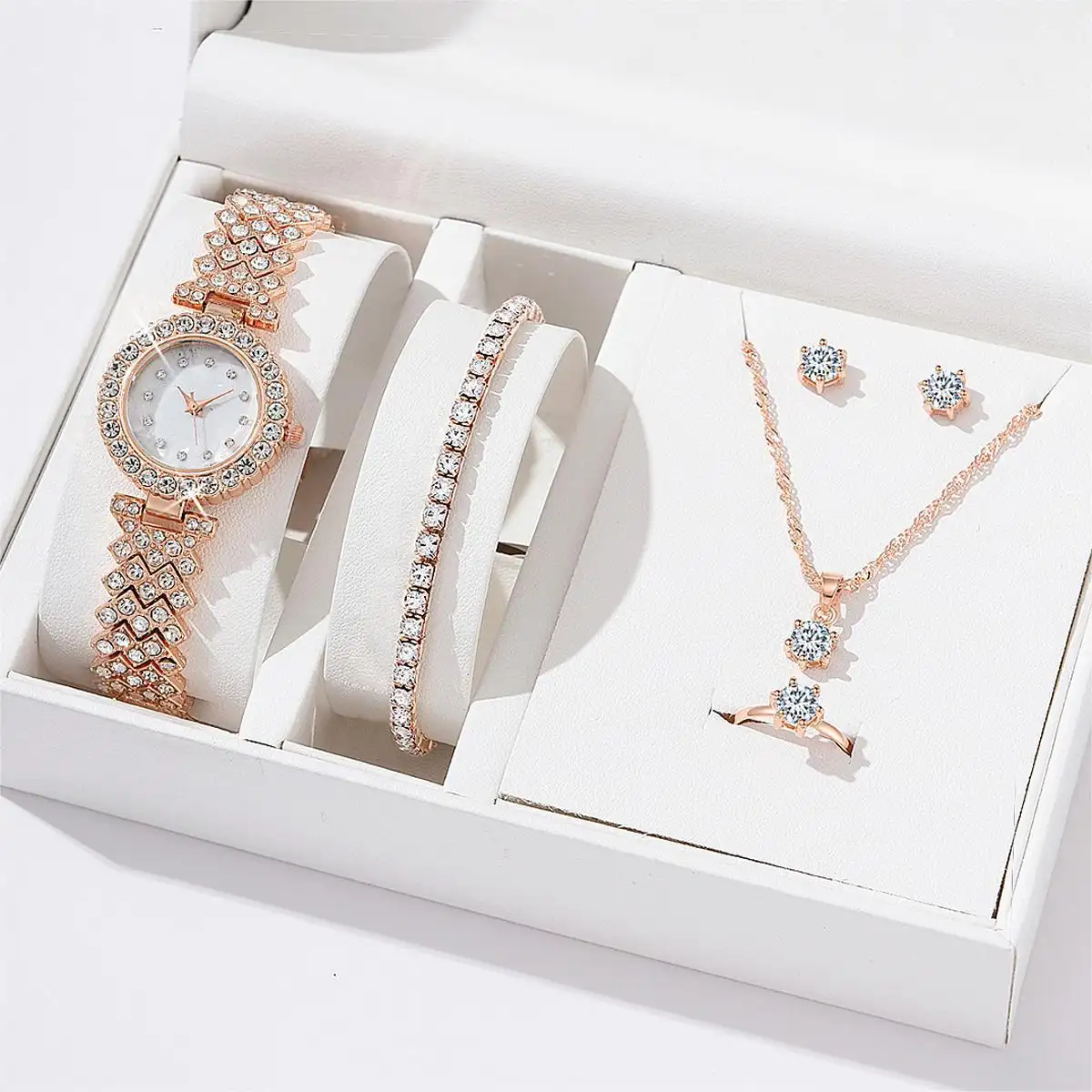 Women's Alloy Quartz Watch Necklace Earrings Bracelet