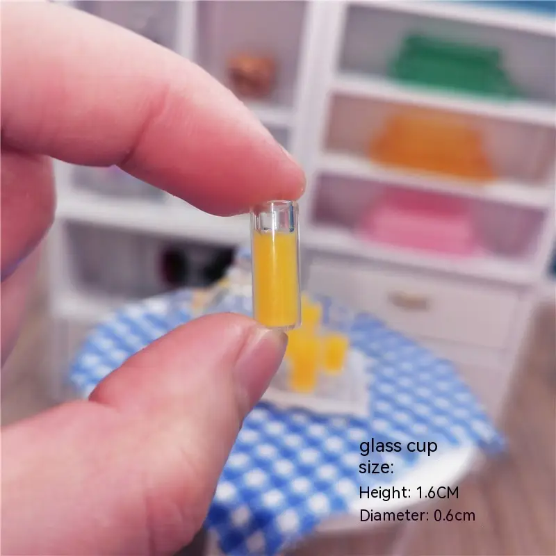 Doll House Miniature Furniture Tableware Miniature Simulation Transparent Colored Glass Cup
