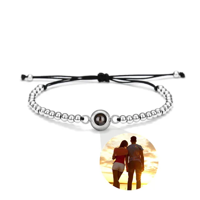 Circular Projection Couple Bracelet In 100 Languages Silver - Shop at LoveMi