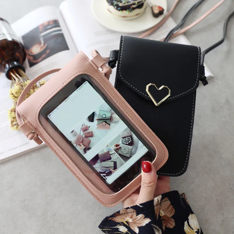 Love Buckle Mobile Phone Bags for Women Transparent Touch