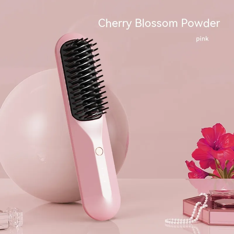 Wireless Straight Comb Portable Quick-heating Direct Hair Charging Straight Comb - Pink