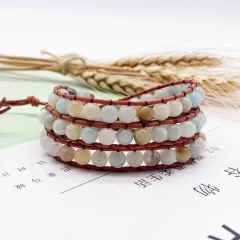 5 Loop Leather Cord Woven Bracelet - View 1