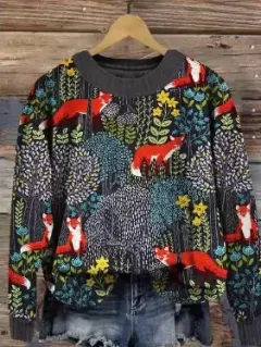 Autumn And Winter 3D Digital Printing Christmas Round Neck Top - 02Style-S - View 1