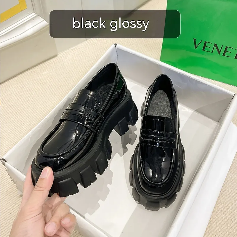 British Style Wide Fat Foot Loafers - Patent Leather-39