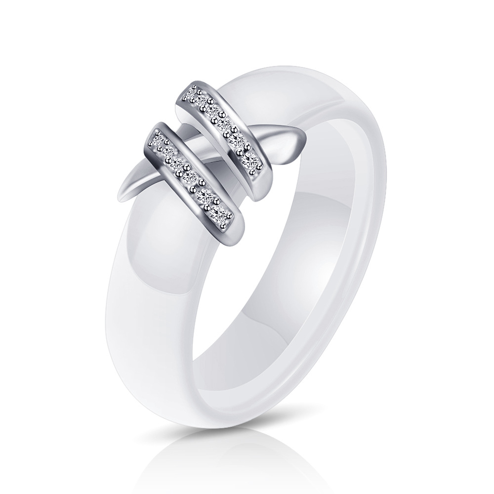 Creative Black Double X Diamond Titanium Steel Ring