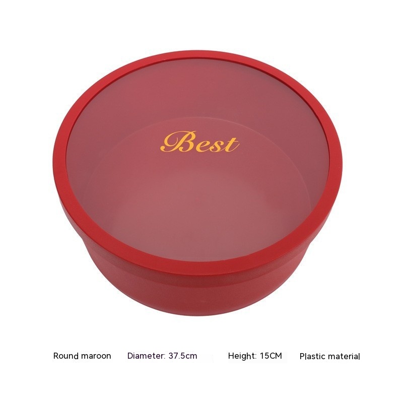 Wine Red Plastic Big Round Box