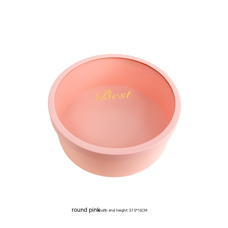 Pink Plastic Large Round Box