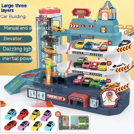 Children's Rail Car Building Toy Multi-storey Parking Lot
