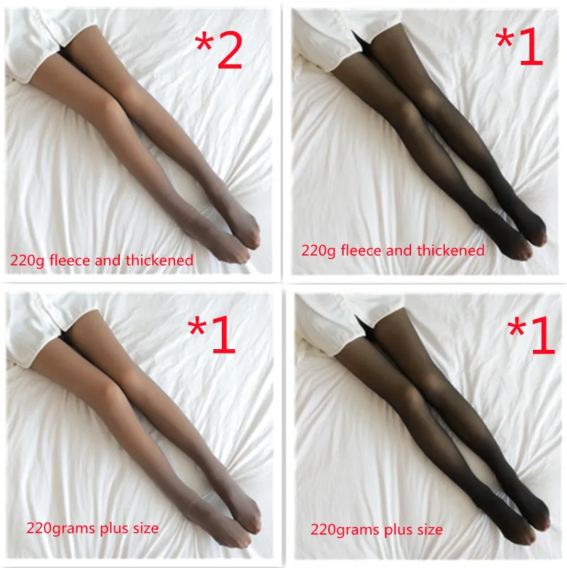 Fake Translucent Plus Size Leggings Fleece Lined Tights Fall And Winter Warm Fleece Pantyhose Women Fleece Lined Pantyhose Thermal Winter Tights - ...