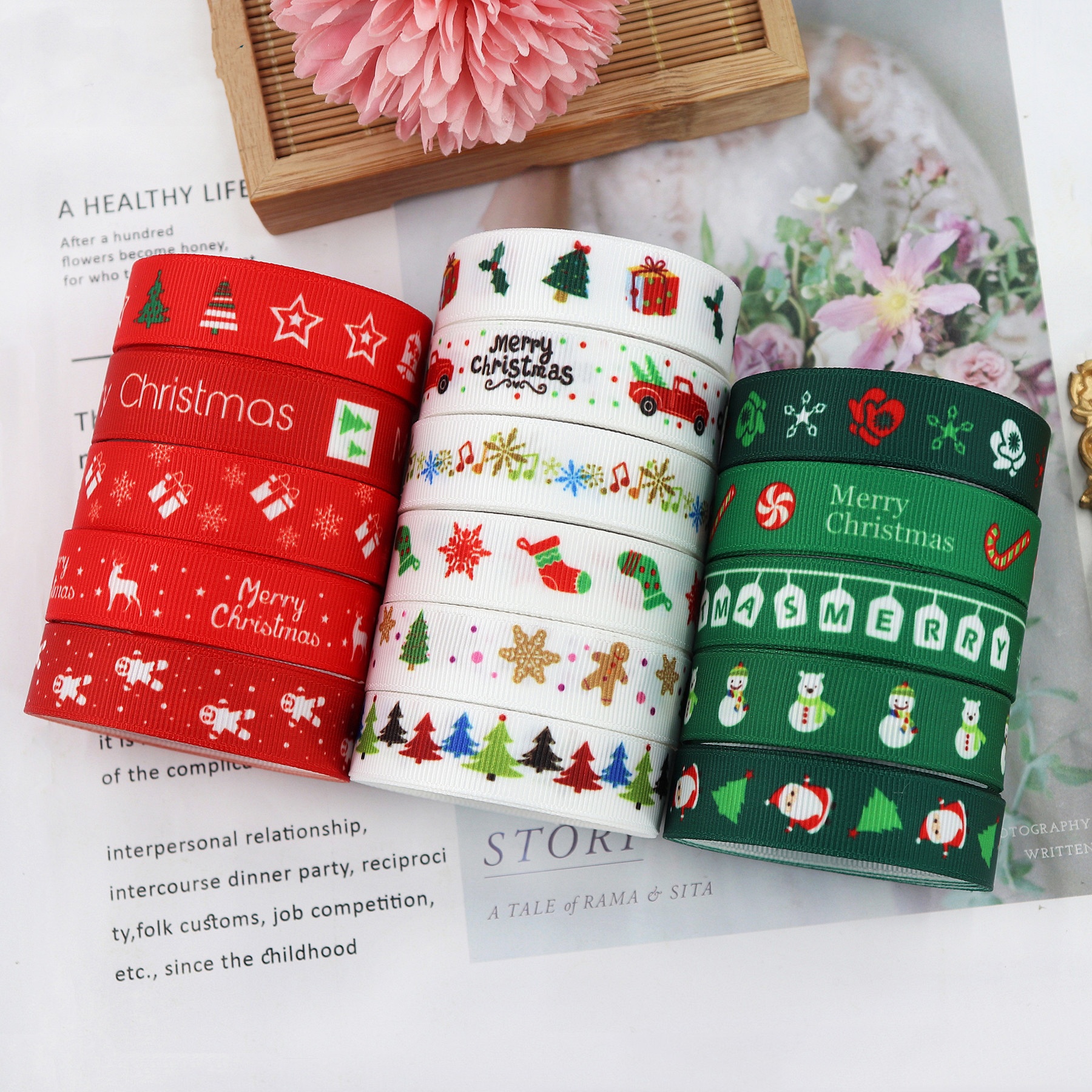 Gift Christmas Accessories DIY Decorative Thermal Transfer Polyester Ribbon - Image 25