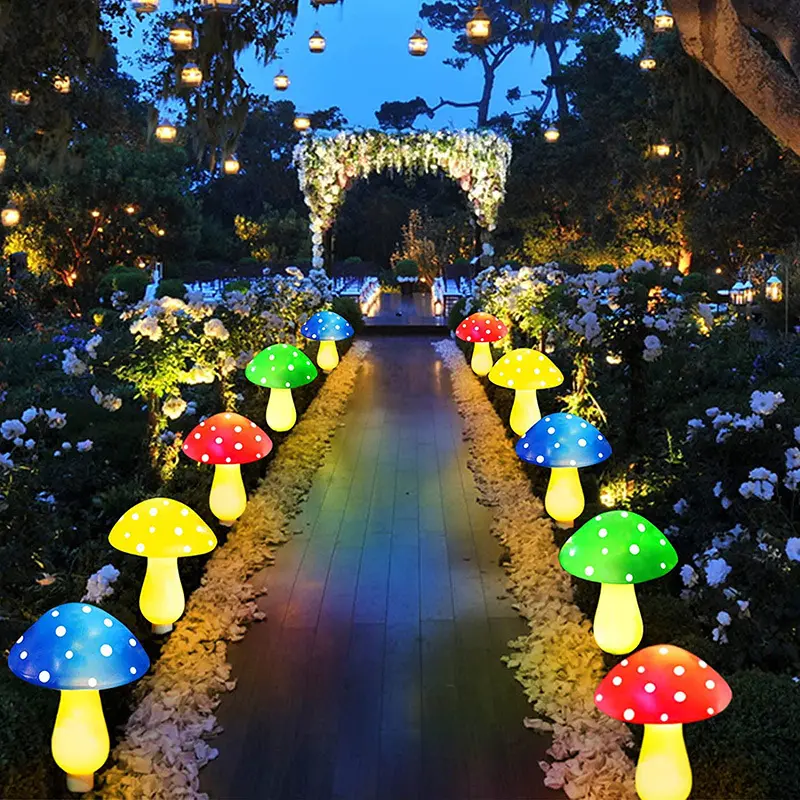 Plastics Solar Mushroom Night Light Outdoor Courtyard