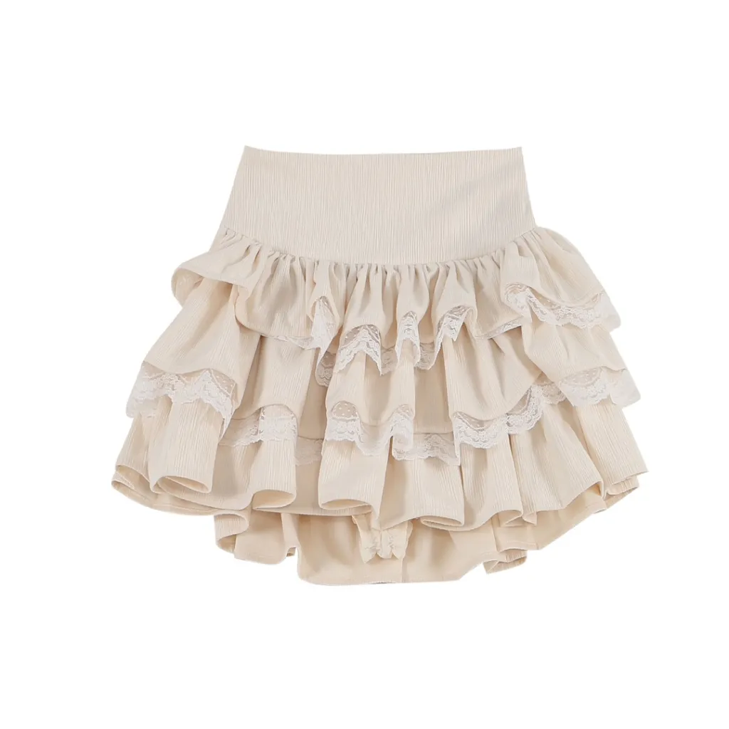 Women's One Shoulder Bow Sweater Cake Skirt - Half Skirt - View 1